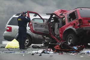 Scene of a multi-car crash