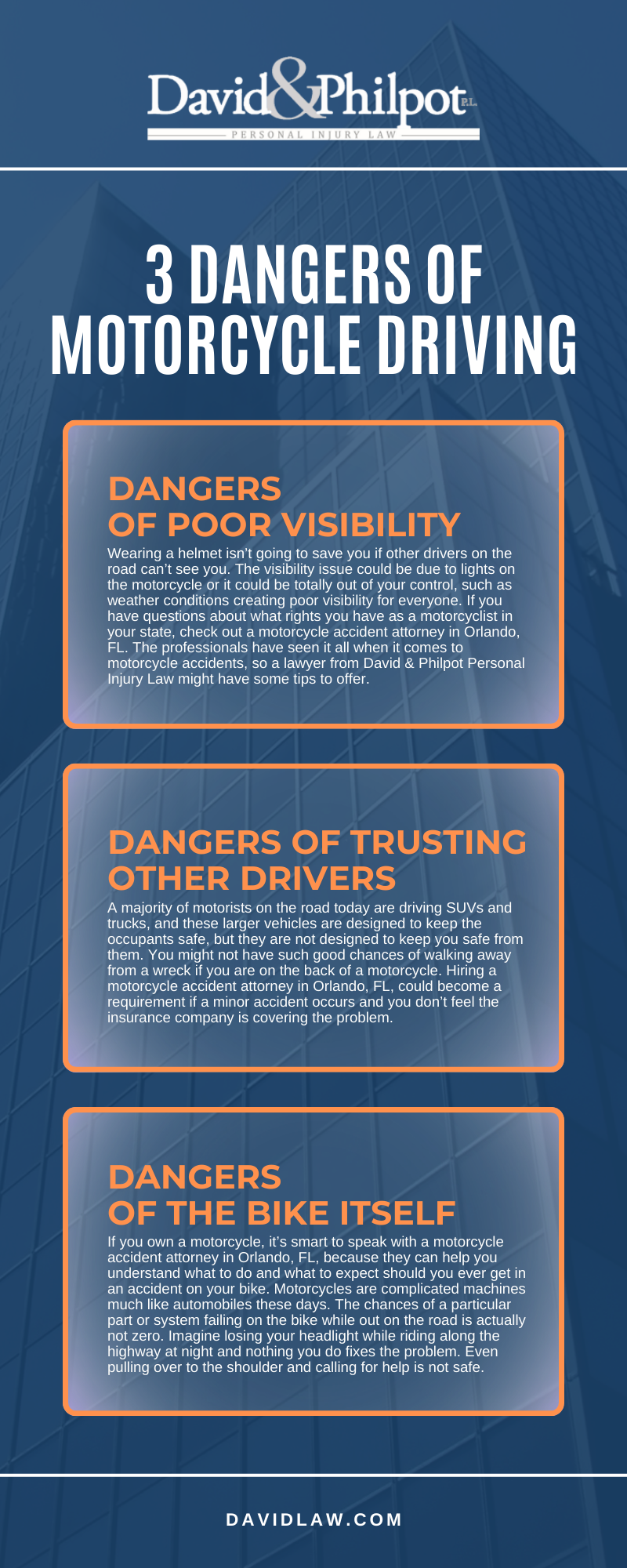 3 Dangers Of Motorcycle Driving Infographic