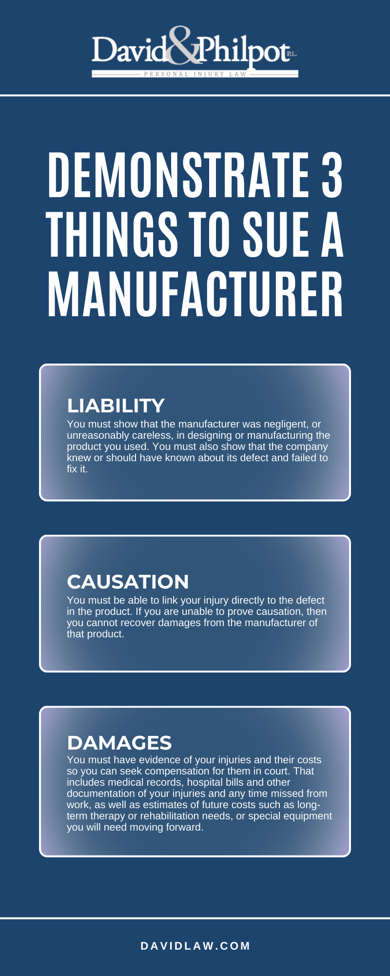 Demonstrate 3 Things To Sue A Manufacturer Infographic